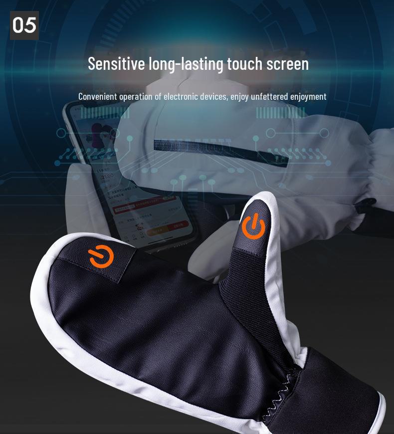 Mănuși de schi de iarnă impermeabile, rezistente la uzură – Calde, rezistente la frig cu design cu cinci degete și căptușeală