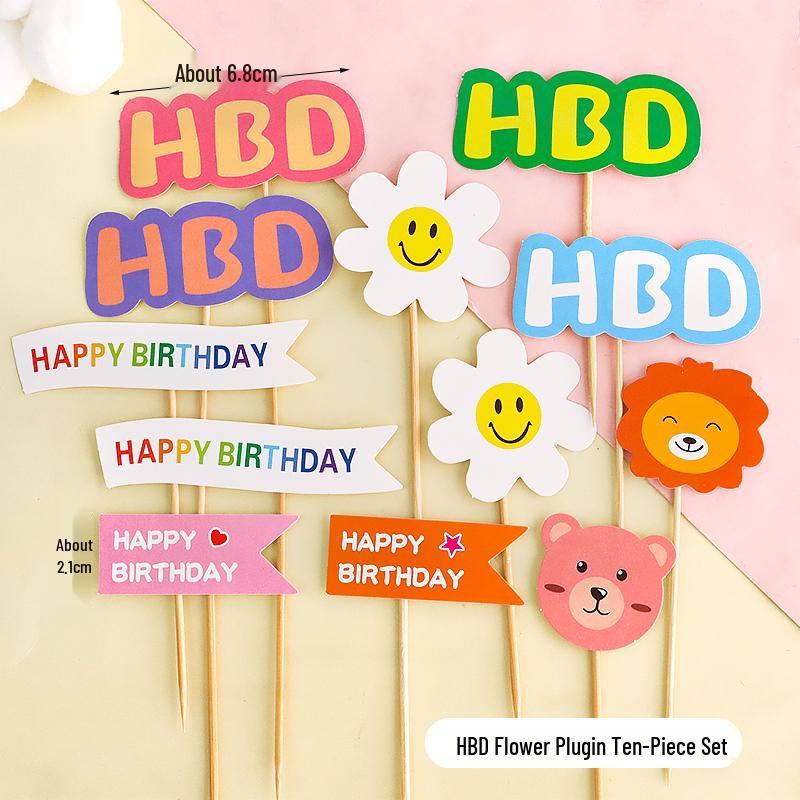 Sushi Cartoon Cupcake Toppers & Ice Cream Flag Picks for Happy Birthday Desserts