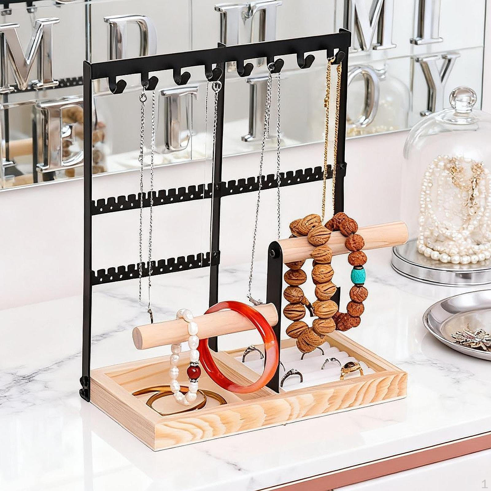 

Стойка для демонстрации ювелирных изделий, Подставка-вешалка для ожерелий, Многофункциональный органайзер для колец для Beige