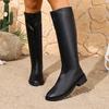 Fashion Women Heeled Long Boots Fashion Elegant Woman Shoes Designer Classical Leather Pumps 2025 New Winter Snow Knee Boots De Mujer
