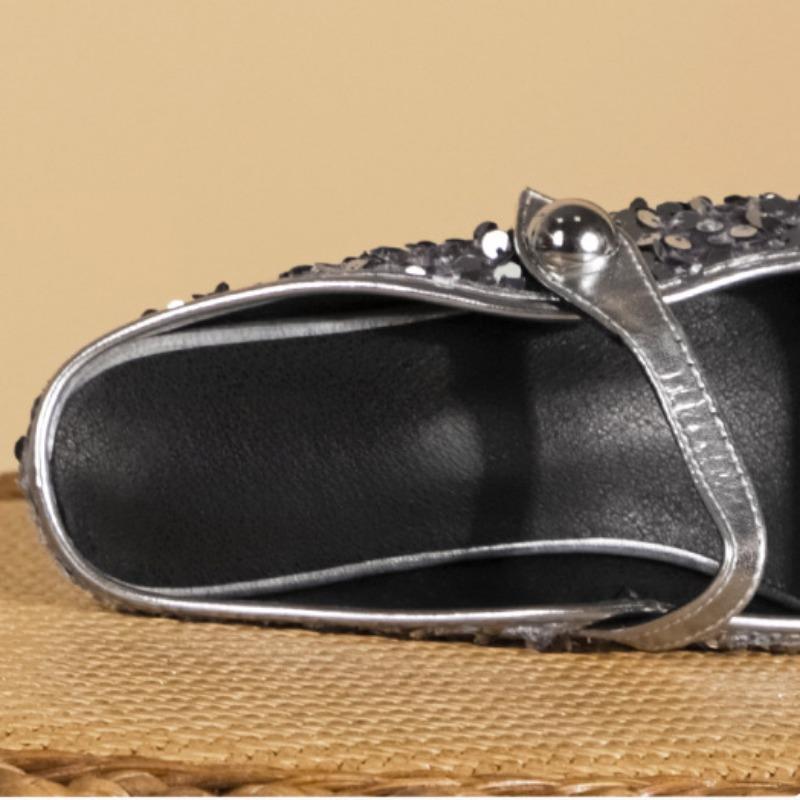 Fashionable Glitter Single Shoes, Comfortable To Wear Outside, Half-tie Mule Single Shoes, Princess Shoes