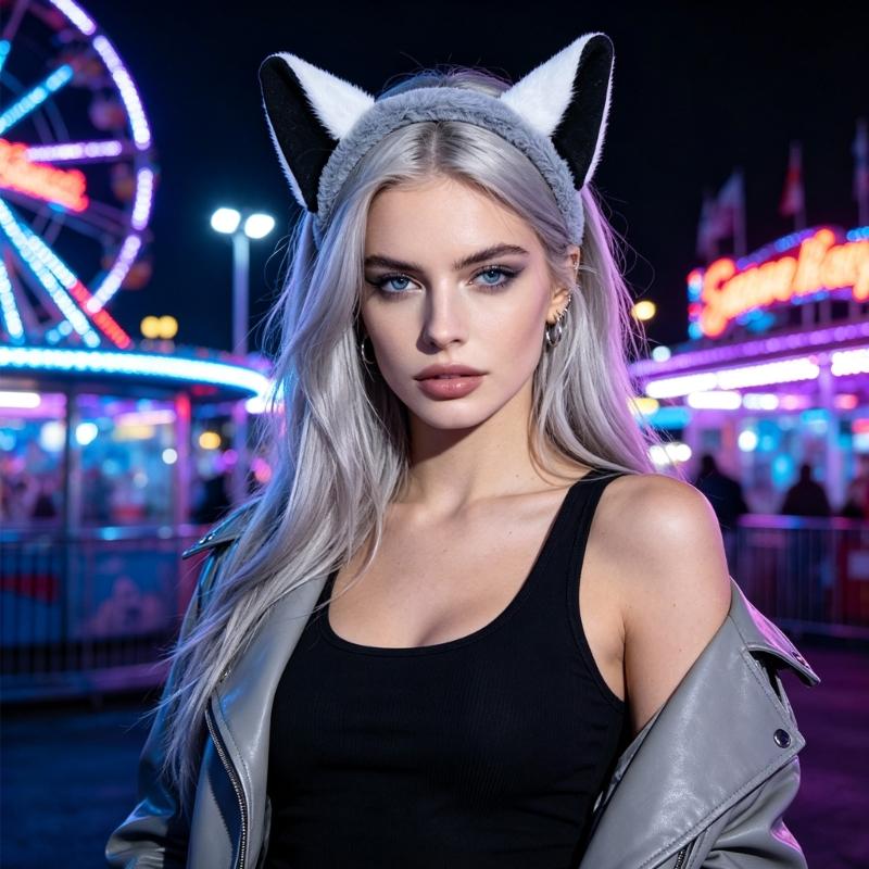 Plush Raccoon Ears and Tail Costume Set with Arched Ear Headbands, Two-Piece Animal Accessories for Cosplay and Costume Balls