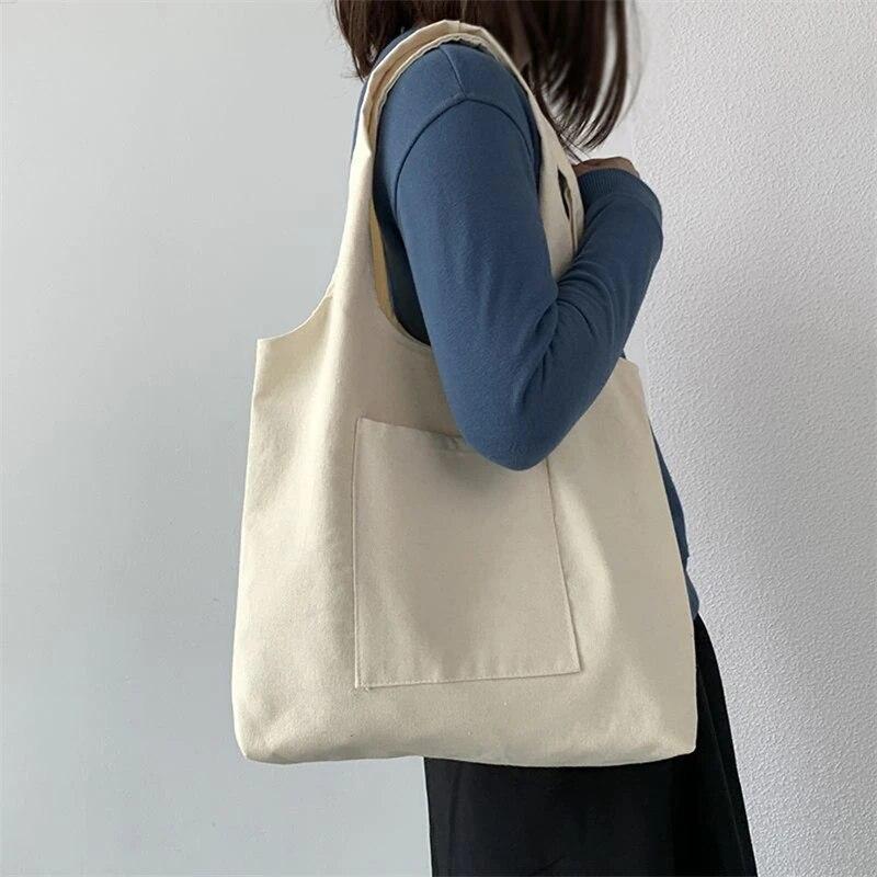Plátěná taška pro ženy Nové ležérní tašky přes rameno Shopper Girls kabelky Ekologická ekologická úložná taška