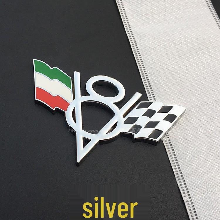 V8 Metal Car Decals for Chevrolet, Dodge, Jeep Tailgates - Includes American, German, British Flags