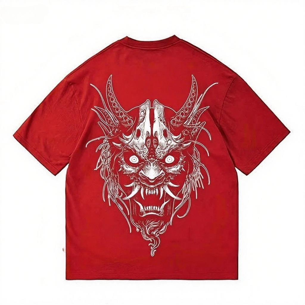 2025 American Devil Style Printed Short-sleeved Summer Casual Fashion Top Crew Neck Cotton Cool Breathable T-shirt