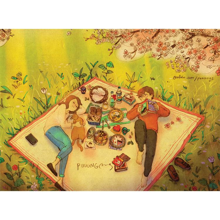 150 Piece Jigsaw Puzzle - Spring Picnic, popular Korean puzzle