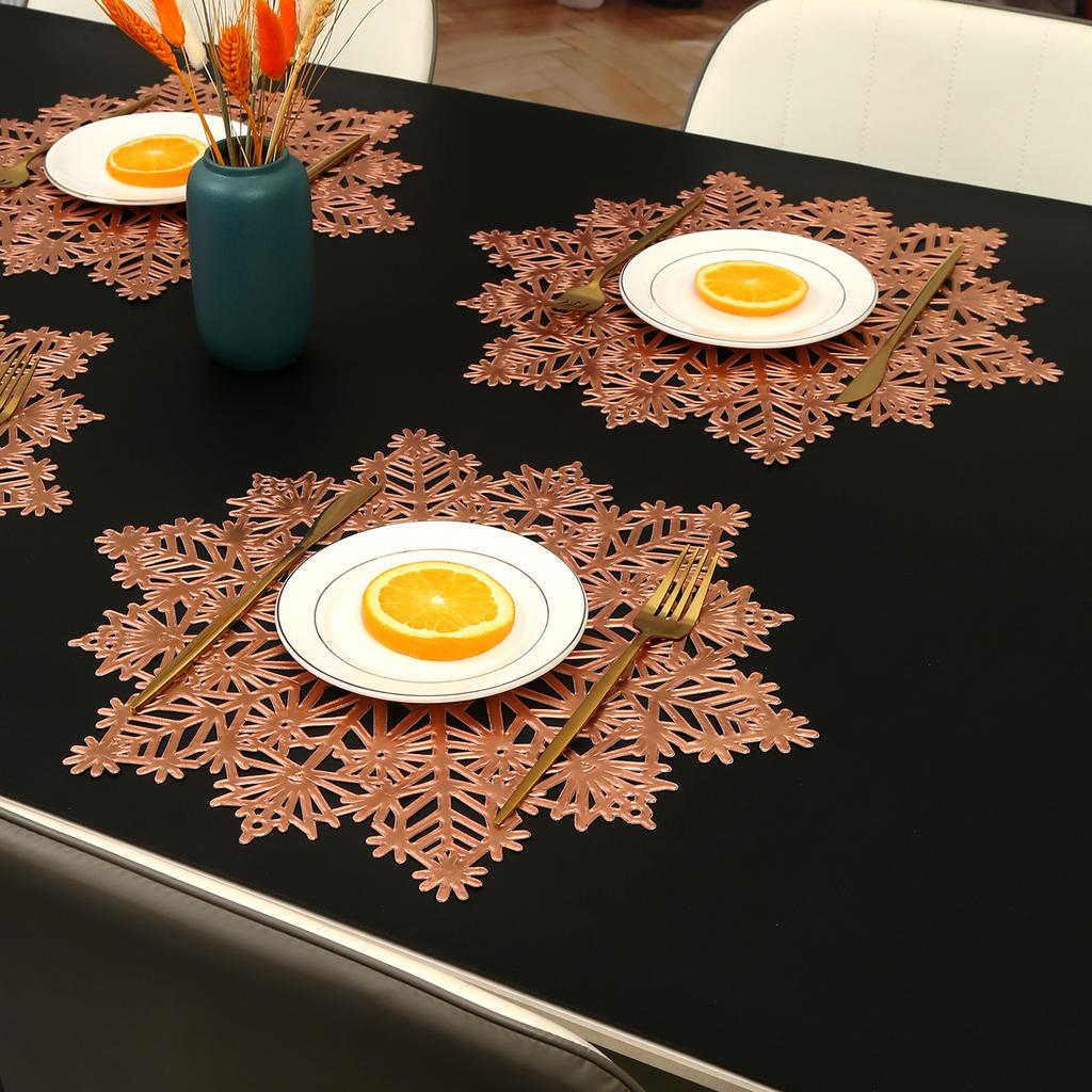 Non Slip Placemat Table Mat Decorative Christmas Snowflake Cup Coaster Non Slip Hollow Out Design for Table Mat