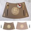 New Chinese restaurant Hotel round table leather placemat Western food mat Double-sided fan-shaped thermal insulation dining table mat Plate mat Fu