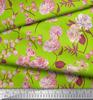 Soimoi Japan Crepe Satin Fabric Leaves,Peony & Dahlia Flower Printed Fabric 1 Metre 42 Inch