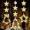 Interior Decoration Christmas Decor Snow Stars Suction Cup Lamp Led Christmas Tree Pendants  Home