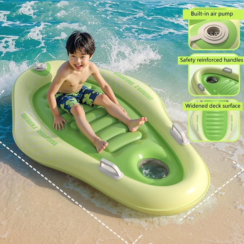 Press Inflatable Children Water Float Board Thick PVC Construction Non Slip Handles For Swimming Safety