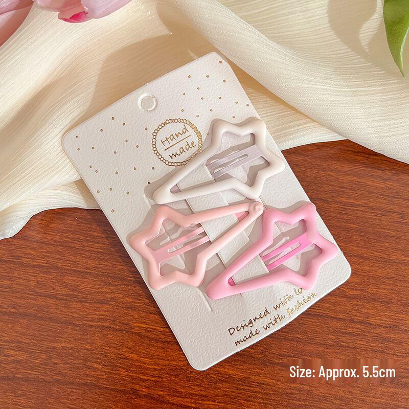 

3-Piece Gradient Pink Love Star Hairpin Set for Girls