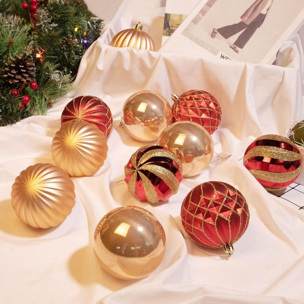 Electroplated Christmas Ornament Set: 6cm Painted Flower Balls, Decorative Wedding Baubles, Pack of 12.