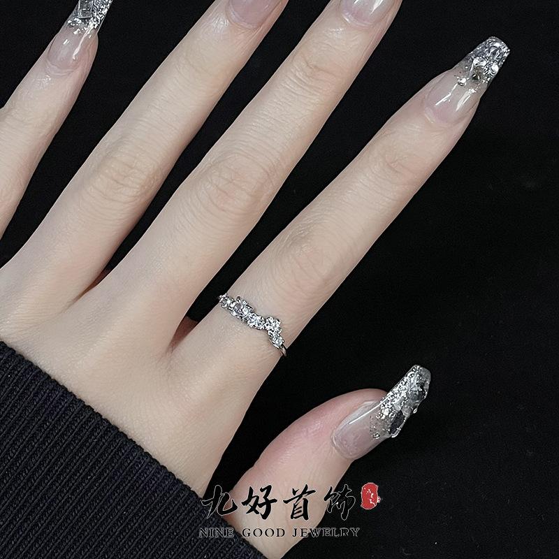 Diamond Zir*****Pening Simple Niche Design Cold Wind Light Luxury High Sense Ring Women