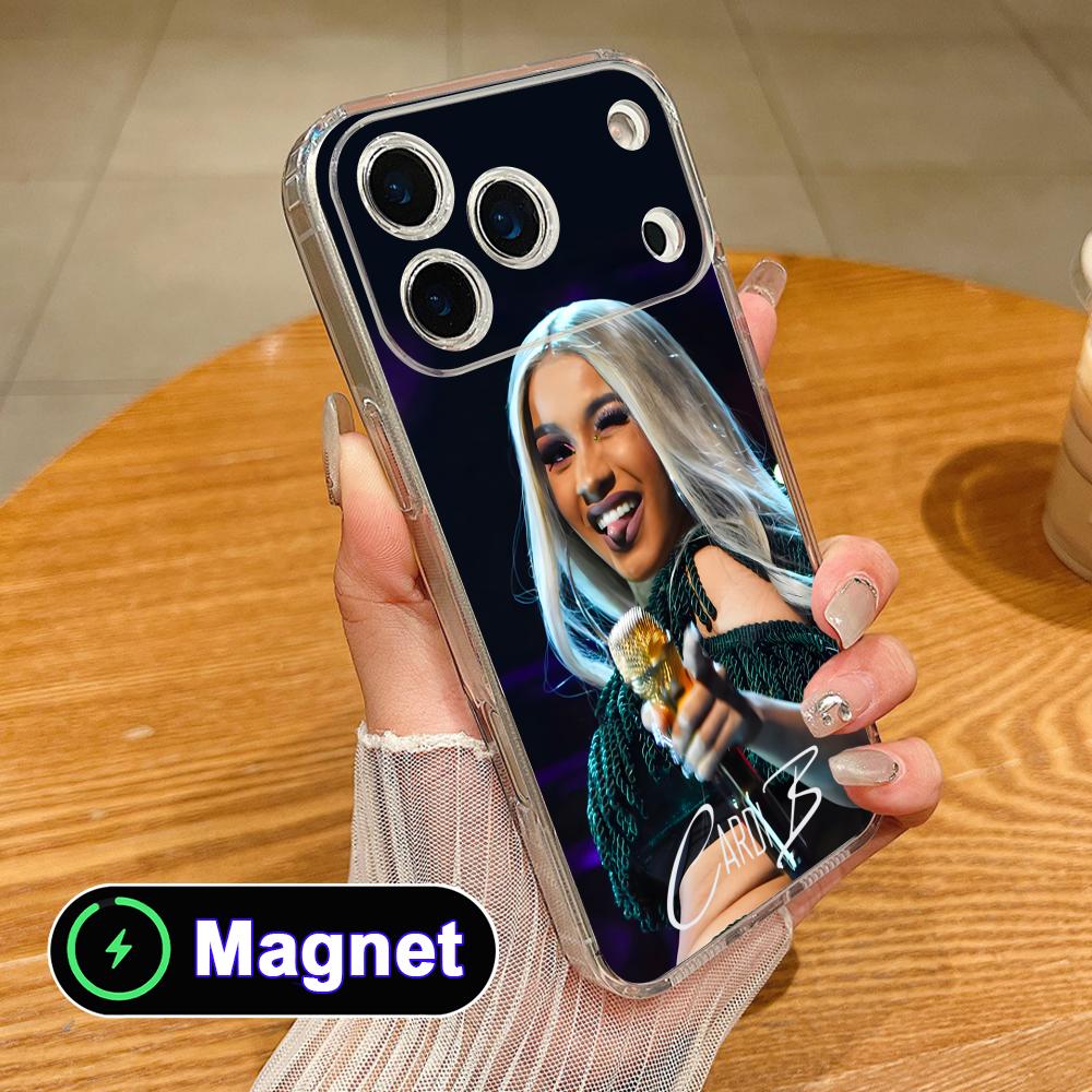 Cardi B Clear TPU Magsafe Mobile Phone Case for iPhone 17 16 15 14 13 12 11 Air Pro Max Plus Mini Colorful Cover