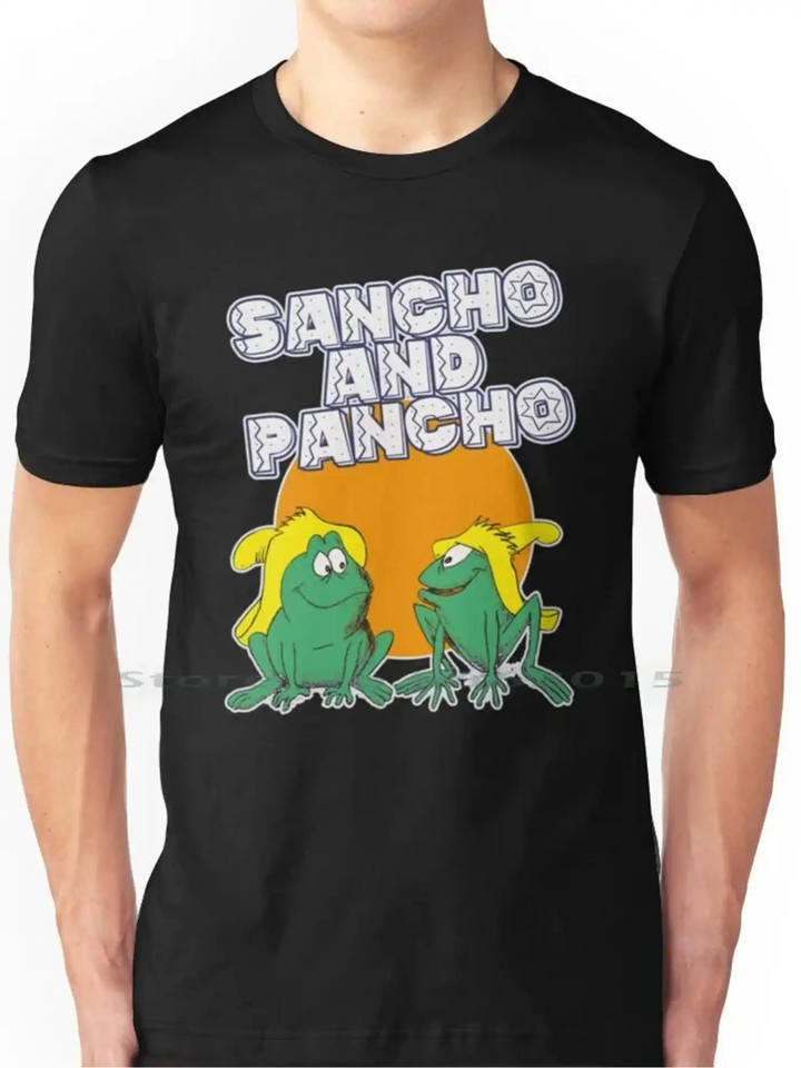 Sancho und Pancho Zeichentrickserie T-Shirt, Sancho und Pancho Der Frosch Lustiger Humor Comic Herren-T-Shirts für Sommer Ganzjahres