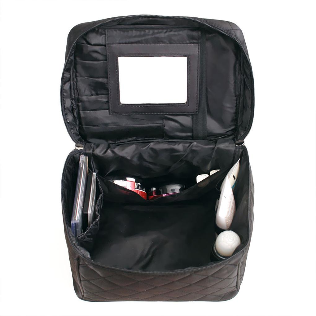 Makeup Bag Handle Dustproof Mirror Cosmetic Bags Square Soft Foldable Lightweight Toiletry Case Traveling Foundation
