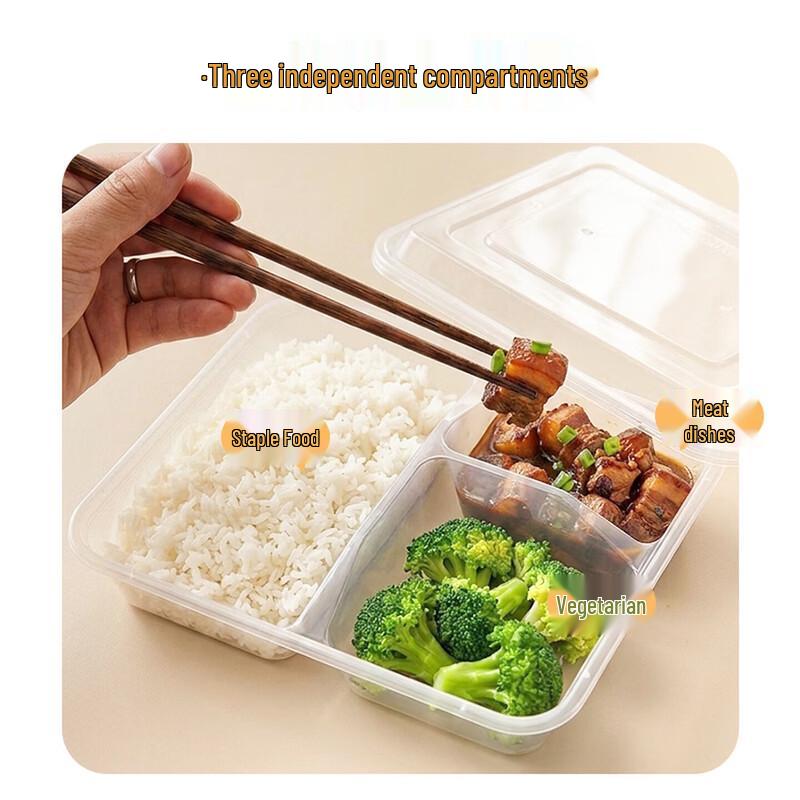 Rectangular 3-Compartment Disposable Lunch Box