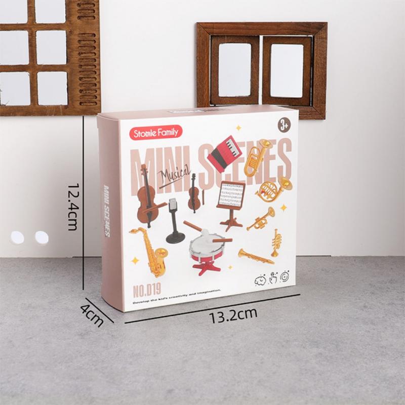 1 Set Home Decor Toy 1:12 Dollhouse Miniature Accordion Sax Classical Musical Instrument Model Ornament Doll House Accessories