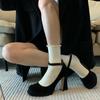 Fashion Women's New Autumn Thick Heel Single Shoes Round Head Shallow Mouth Thick Sole Soft Sole Non-slip Super High Heels