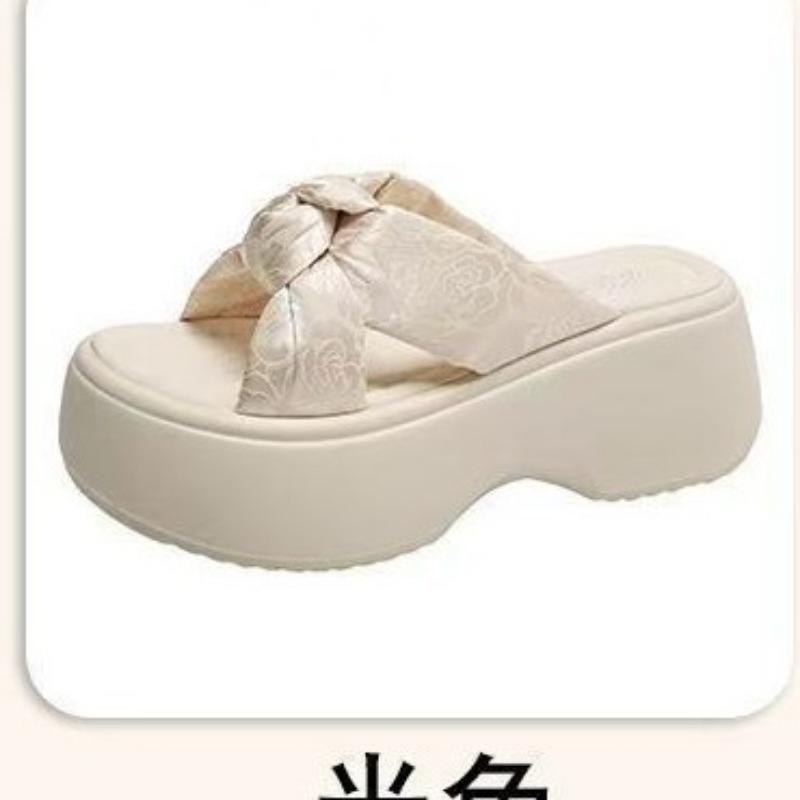 Thick bottom heightening going out slippers women and women sandals open toe summer new versatile high heel one-word drag