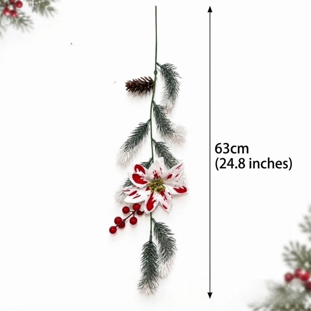 Gold Powder Christmas Wreath Artificial Poinsettia Fake Flower Wreath Holiday Decoration