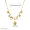 Ocean Vacation Colorful Gold Drop Turtle Starfish Scallop Pendant Necklace