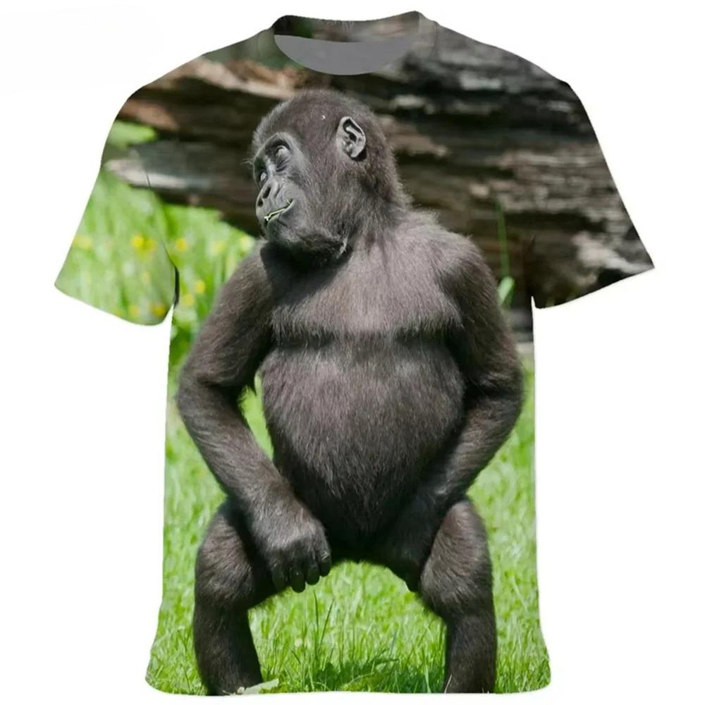 

Animal Orangutan_monkey 3D Print Tshirt Mens Clothing Summer Funny Gorilla Short Sleeve Tee Tops Personality O Neck T Shirt XXS