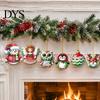 Cute Cartoon Tree Hanging Tags 15/30 Pcs Wooden Christmas Ornaments Set, Santa Reindeer Snowman Lightweight Wood Decorations, Handpainted for