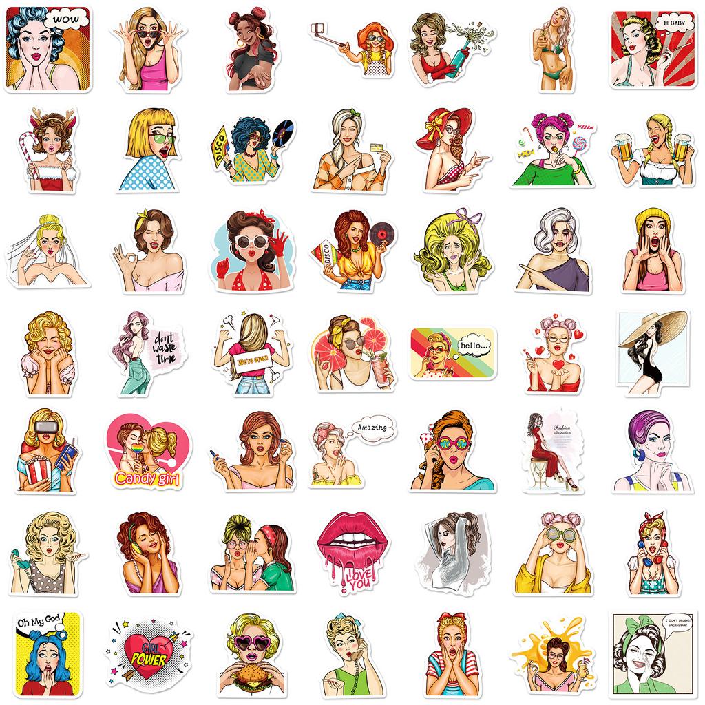100 Pop Girls Women Stickers European and American Personality Feminist Declaration Title Car Guitar PVC Stickers