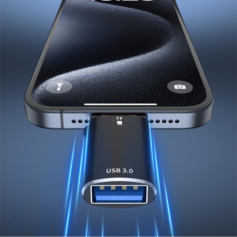 Aluminum Alloy USB3.0 Female to Type C Male OTG Converters For TF Cards And USB3.0 Data Transfer Home Travel Use