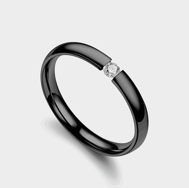 Europese En Amerikaanse Mode Open Liefhebbers Ring Micro Gezet Zirkonia Ring Eenvoudige Persoonlijkheid Roestvrij Staal Gezet Diamant Ring 10 zwart