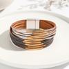 Womens Geometric Layered Leather Bracelet With Magnetic Clasp Double Color Fashion Accessory