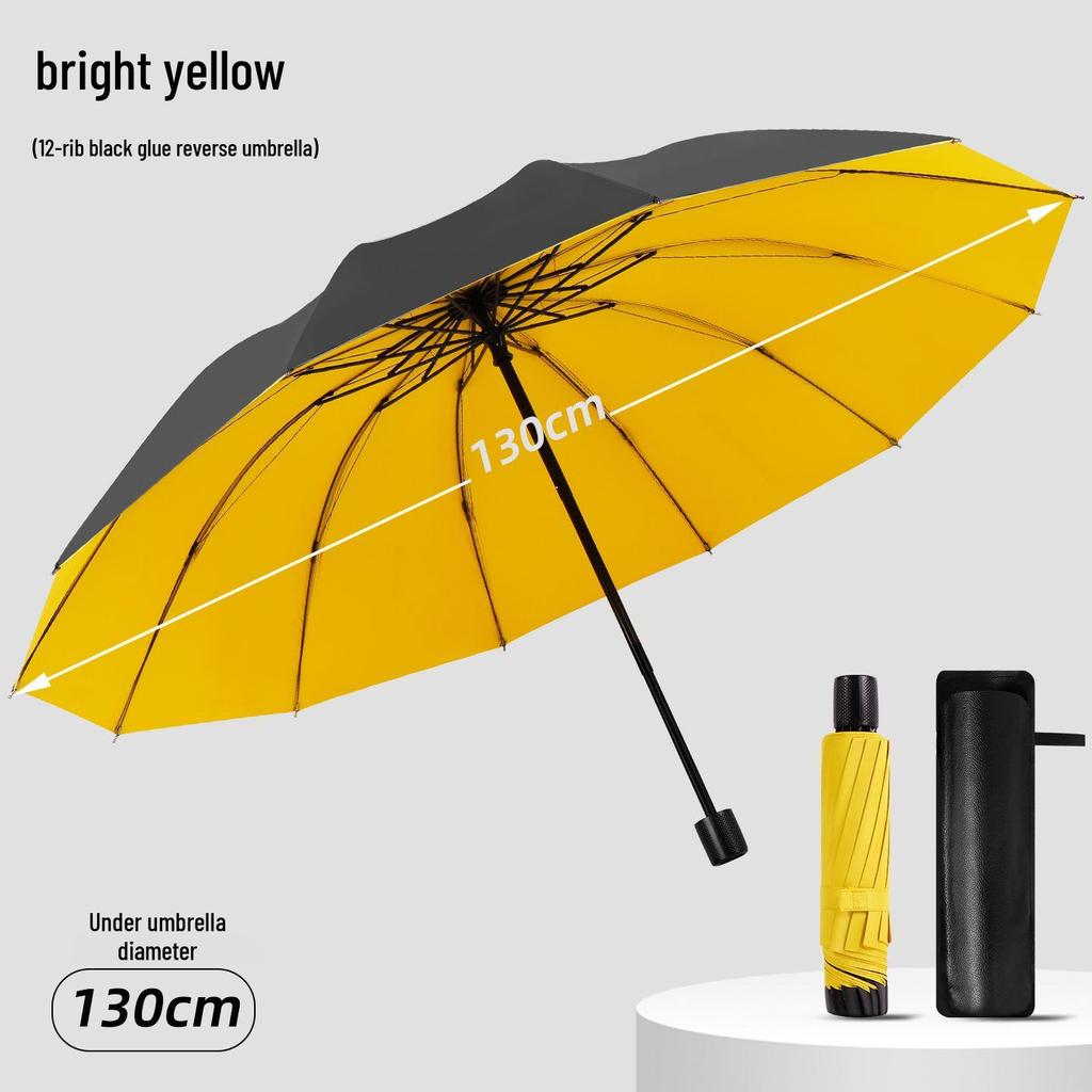 Large 3-Person Umbrella: Reinforced, Dual-Use for Sun and Rain, with Black Glue Sunscreen.