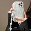 Purple Rose Flower Cute Bracelet Woman Girl Cartoon Phone Case for Iphone Xr Xsmax Se2020 7 8 Plus X 13 11 Pro Max 12 Mini Cover