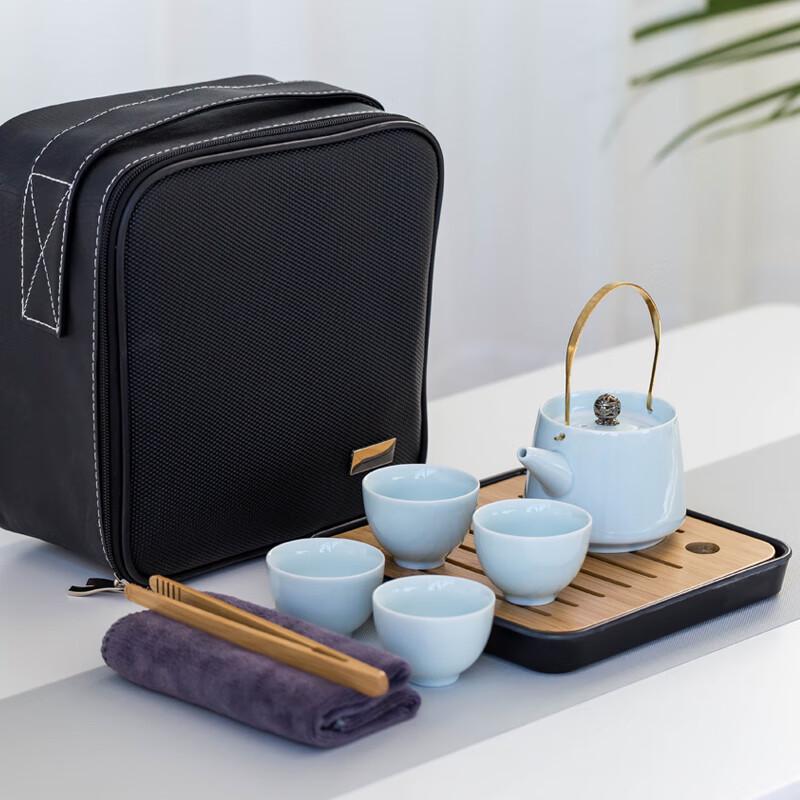 DRY017 Shadow Green Travel Ceramic Tea Set