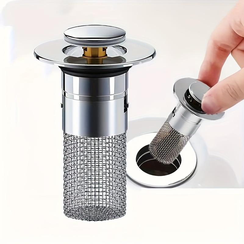 1pcs Stainless Steel Bathroom Sink Plug Stopper, Sink Drain Strainer, Pop-Up Basin Anti-Odor Bouncing Core Stopper Filter, Bathroom Accessories,