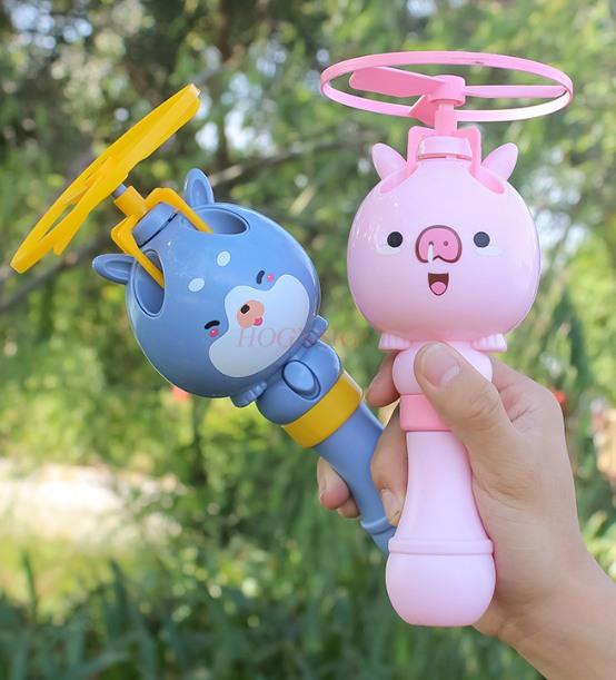 New Cute Baby Bubble Blowing Flying Bamboo-Copter Bubble Machine Toys