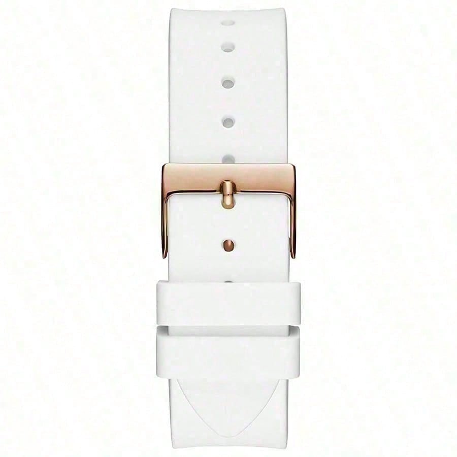 Guess Venus Fashionable Crystals Deluxe White Round Dial Silicone Strap Quartz Watch for Women GW0118L4