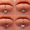 Anello per labbra per occhi alla moda, piercing per labbra in acciaio inossidabile, anelli per labret, piercing per setto per unghie a forma di cuore, farfalla, luna, loto