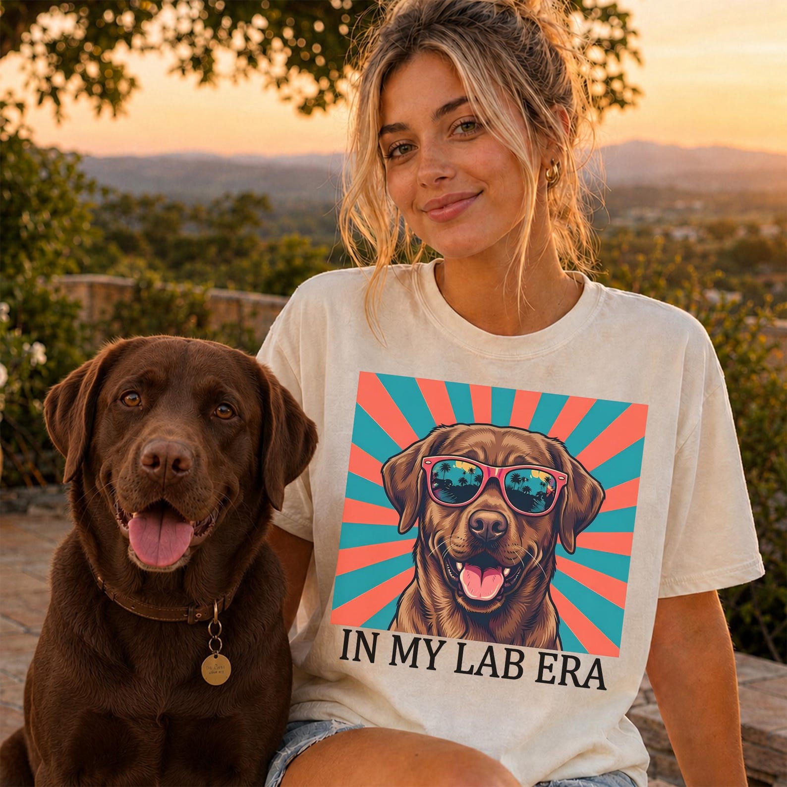 Chocolate Labrador Lab Era Shirt, 70s Retro Dog Tee, Chocolate Lab Mom T-Shirt, Dog Lover Gift, Comfort Colors Shirt M