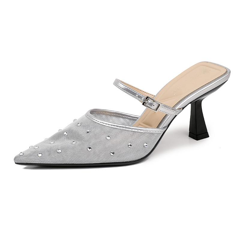 Grape mother summer new high-heeled sandals women's high-end sense summer not tired feet pointed single shoes casual breathable women's shoes