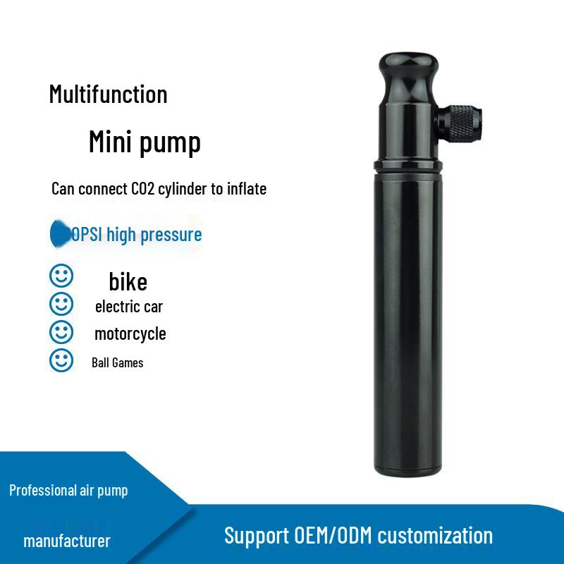 Portable Mini High-Pressure Bicycle Pump - Bike, Home & Basketball CO2 Inflator Black-Red