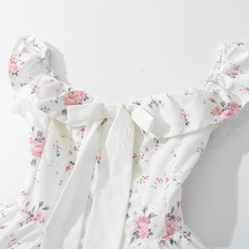 Kaslead New Women Clothes Western Style Fashion Simple Print Bow Word Collar Dress