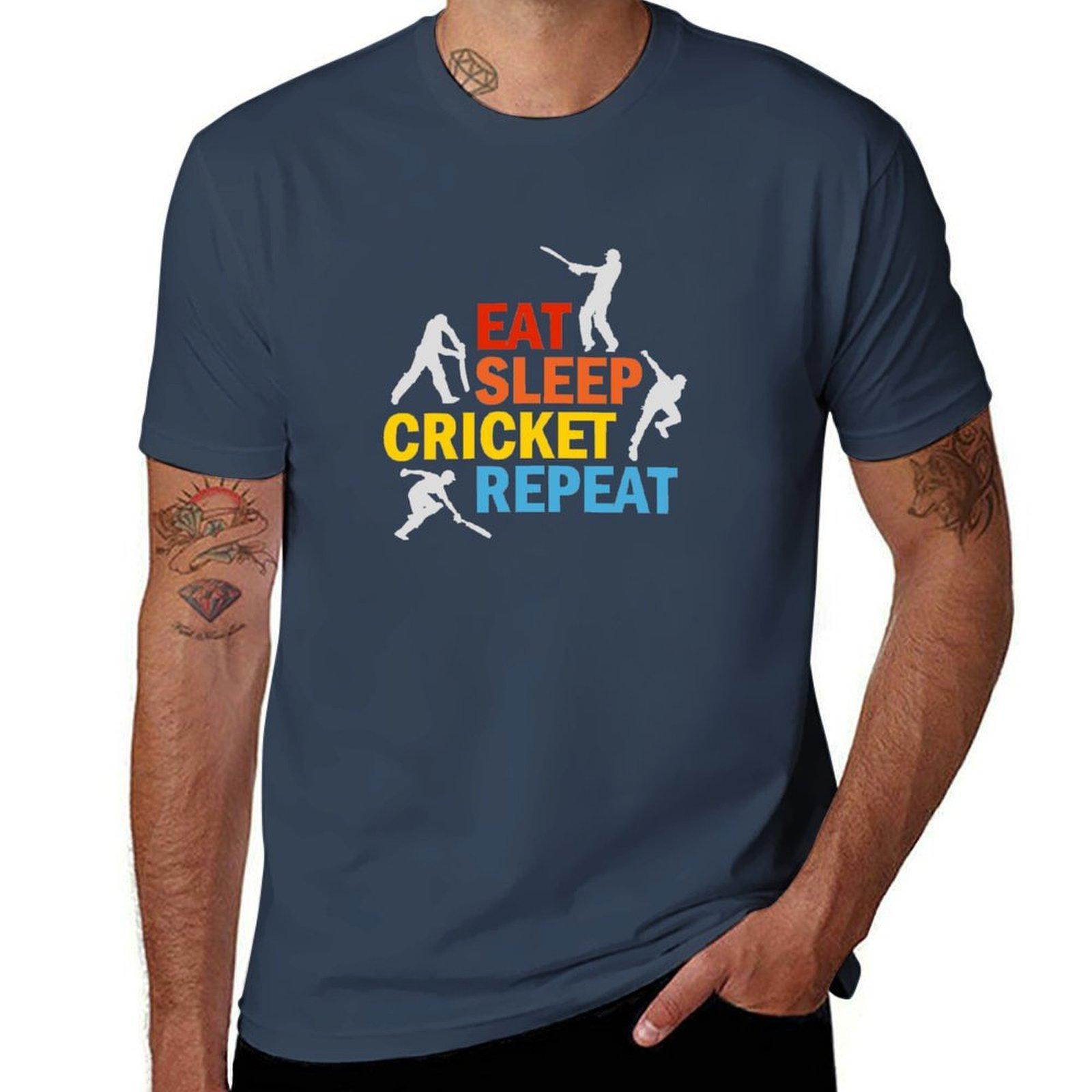 Eat sleep cricket repeat TShirt Big Size Loose Fit Tee Shirt S
