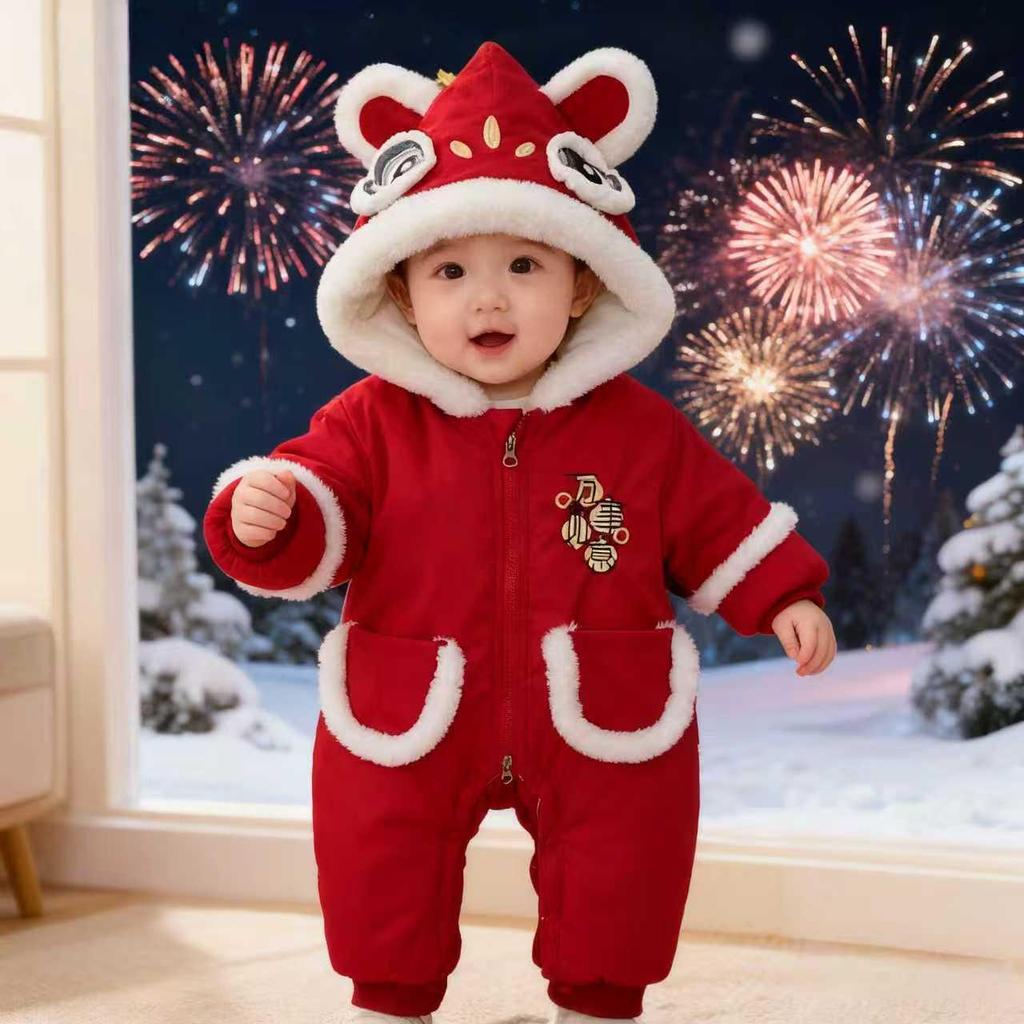 Winter-Baby-Overall: Verdicktes Red Velvet Outfit für Neujahrsausflüge (T117 - Die wunderbare Welt der Träume)