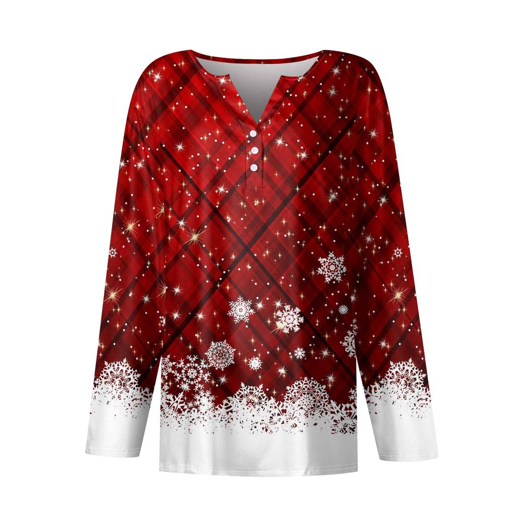 Dámské tričko Tričko Knoflíček Květinový potisk Dlouhý rukáv Denní víkendová móda Základní Top Výstřih do V