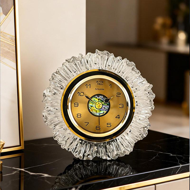 BEPAN Modern Luxury Desk Clock Creative Home Decor Table Clock with Night Light for Living Room Bedroom High End Ornament