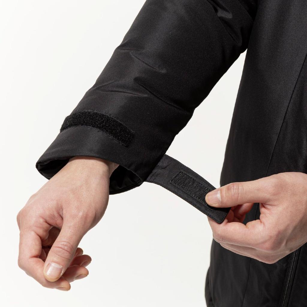 Mizuno Breath Thermo Insulated Training Black Mid-Length Coat, Heat-Generating Material, Water-Repellent, Windproof, 32MEC650,