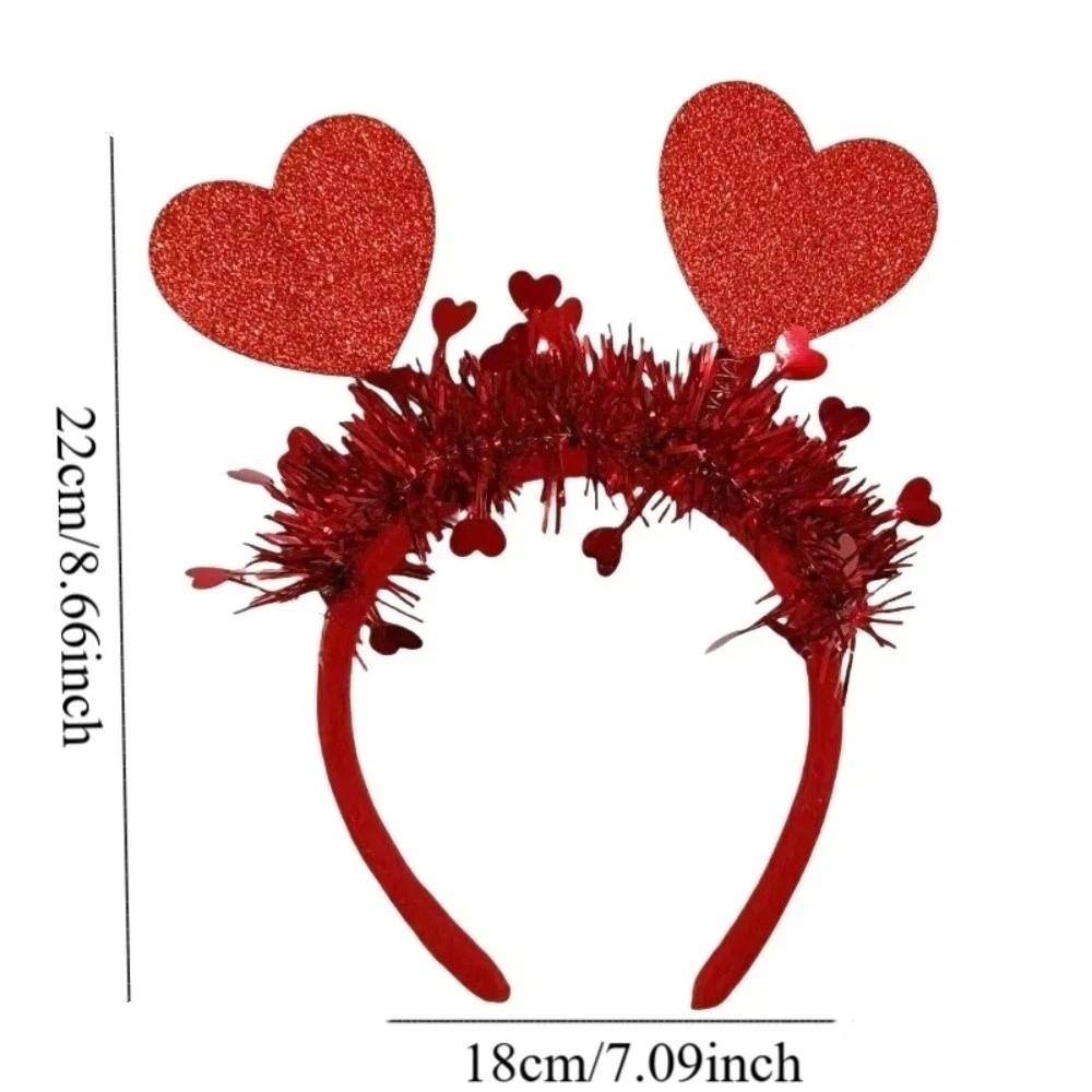 Sweet Headdress Valentine's Day Hair Hoop LOVE Sequins Red Heart Headband Red 22CM Shining Heart Hairband Men/Women